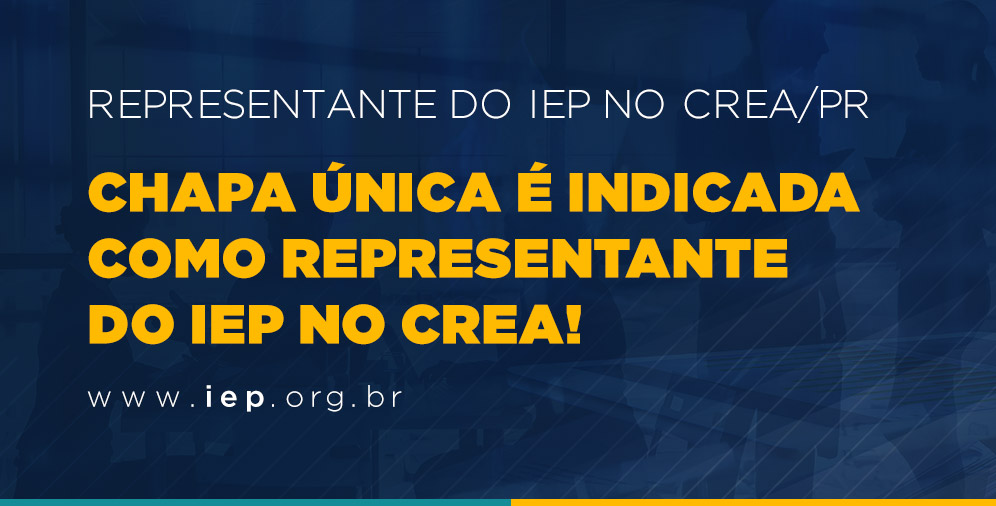 Chapa única é indicada como representante do IEP no CREA